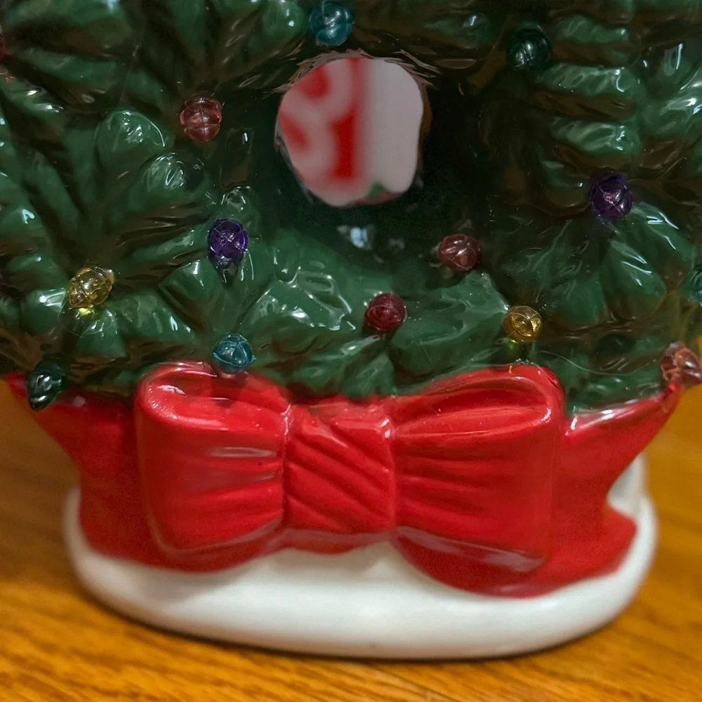 Festive Green Holiday Wreath with Red Bow Lights light up